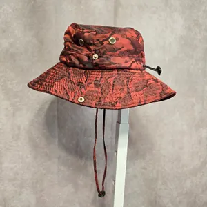 American Patriot Red Camouflage Fishermen Quick Drying Sports Outdoor Bucket Hat thumbnail 2