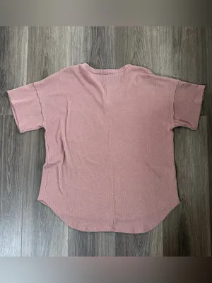 Altar'd State Dusty Rose Pink Ribbed Front Pocket Shirt Size Small Casual Basics thumbnail 2