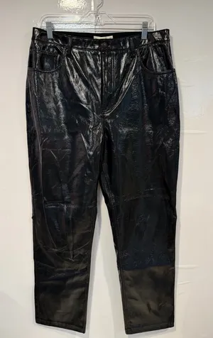 Black Shiny‎ Faux Leather Abercrombie and Fitch Straight-Leg Pants thumbnail 1