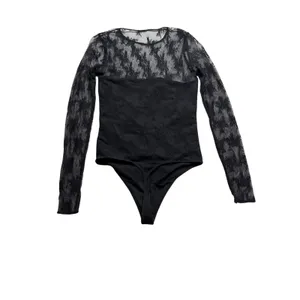 Abercrombie Black Lace Long Sleeve Bodysuit Small Sheer Mesh thumbnail 5