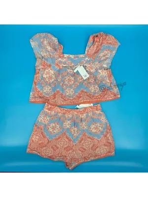 Candies Vintage Y2K Summer Boho Two Piece Juniors Top & Shorts 100% Rayon Size L thumbnail 2