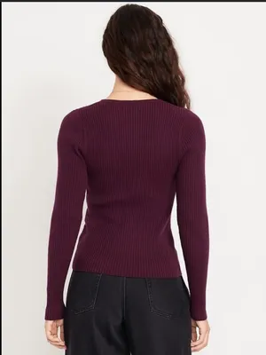 NWOT Old Navy So Soft Lite Ribbed Crewneck Sweater in Plum Paradise thumbnail 2