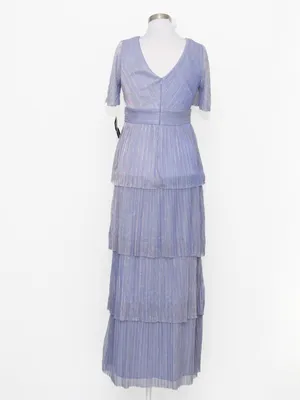 R&M Richards - Tiered Metallic Pleated Rhinestone Waist Gown thumbnail 3