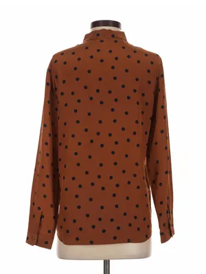 Sézane Ann shirt in brown and navy polka dot thumbnail 3