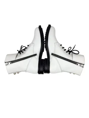 Allsaints Brigade White Leather Combat Boots Size 39 US 9 thumbnail 3