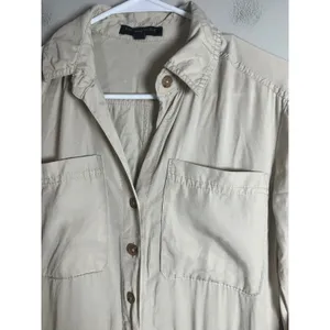 Banana Republic Women Beige‎ Utility Safari Boiler Suit Jumpsuit Roll Tab Sleeve thumbnail 8