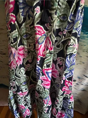 LOFT Floral Ruffle Maxi Dress in Pink, Blue & Green MD NWT thumbnail 8