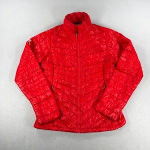 The North Face Thermoball Puffer Jacket Womens Medium Red Full Zip Quilted thumbnail 1