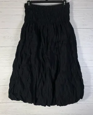 There Elsewhere crinkle Black Ruched Bubble Midi Skirt size L thumbnail 2
