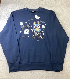 Bluey Halloween Booey Skeleton Navy Blue Sweatshirt Large BBLUK72MLC NWT….‎ thumbnail 1