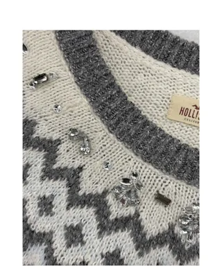 The HOLLISTER Nordic Fair Isle Rhinestone Crewneck Sweater in size S thumbnail 6