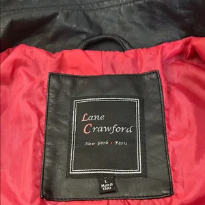 Black Faux Leather Jacket with Pink Lining Size L thumbnail 4