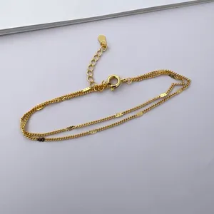 Adjustable Double Layer Link Chain Bracelet for Women Gold thumbnail 2