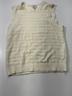 J. Crew 100% Cotton scalloped pointelle knit cardigan sweater in ivory NWOT thumbnail 3