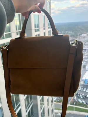 EXPRESS TAN CAMEL SUEDE TOP HANDLE SATCHEL BAG thumbnail 6