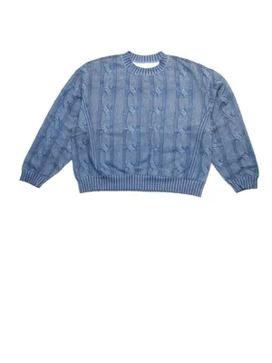 NWT Rag & Bone Miramar Cable-Effect Sweatshirt in Indigo Cotton Fleece M thumbnail 6