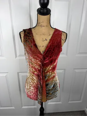 Julie Mango Velvet Burnout Tunic Top Size M Y2K Boho Floral Ombre thumbnail 2