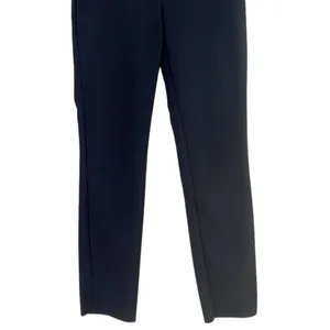 Zara Straight Leg Mid Rise Dress Trousers Striped Back Waist S Dark Navy Blue thumbnail 4