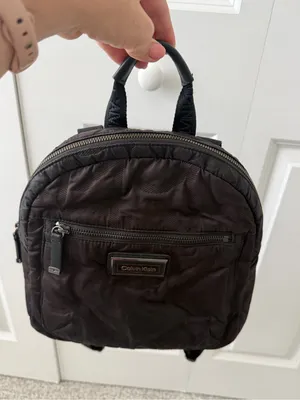 Calvin Klein Black Minimalist Nylon Mini Backpack Purse thumbnail 8