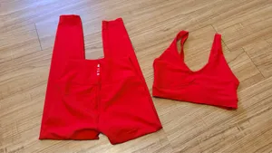 WILO Anthropologie The Label Sports Bra & leggings size small red thumbnail 2