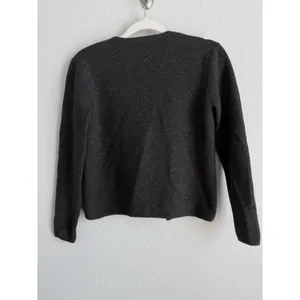 Sarah Spencer Merino Wool Cardigan M Charcoal Gray Quiet Luxury Minimalist thumbnail 2
