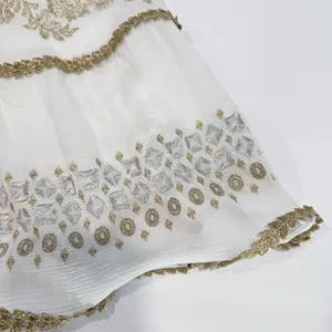 Hale Bob White Gold Embroidered Boho V Neck Tiered Gauze Taliah Dress MEDIUM thumbnail 11