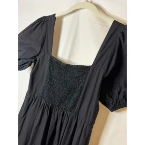 ASTR the Label Poplin Puff Sleeve Tiered Midi Dress Black sz. medium thumbnail 6