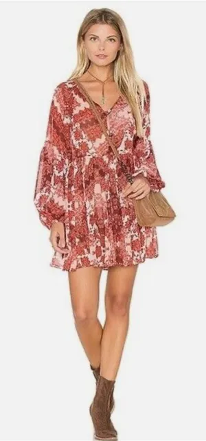 Show me your Mumu Sienna mini swing boho dress long sleeve M thumbnail 1