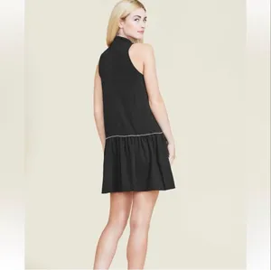 Pearl by Lela Rose Black Drop Waist Mini Dress Mock Neck XS thumbnail 2