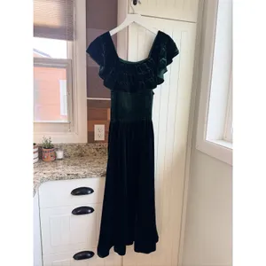 Hill House Home Akilah Nap Dress Emerald Green Velvet Silk Blend Midi S thumbnail 5