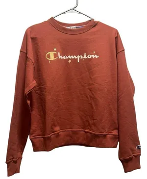 Champion crew neck rust brown stars gold white lettering academia gorpcore norm thumbnail 1