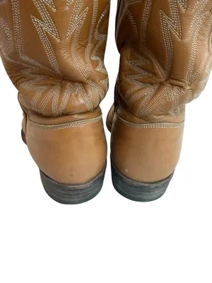 M.L. Leddy & Sons Tan Leather Handmade Western Cowboy Boots Rodeo Size 7 Women's thumbnail 7