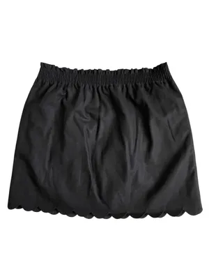 J. Crew Scalloped Side Walk Linen Blend Skirt Women’s Size 12 Black Pull On thumbnail 6
