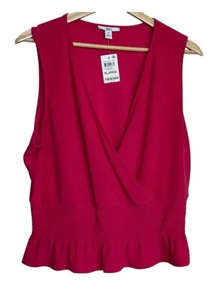 Bar III Sleveless pink peplum‎ top XL thumbnail 1