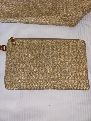 Tan And Brown Tote Bag…Both Faux Leather And Faux Straw “Paris/Milan”Design Nwts thumbnail 10