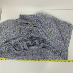 Astr‎ Women's L Floral Ruffled Blouse Light Blue Cropped Long Sleeves Peasant thumbnail 4