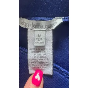 Charlotte Russe Royal Blue Skater Mini Skirt Womens Medium Stretchy Flared Solid thumbnail 2