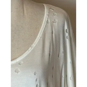 Trouble At The Mill‎ Shirt Women Medium White V Neck Distressed Long Sleeve Tee thumbnail 6