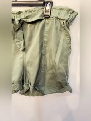 Aerie Olive Tie High Waist Paperbag Lyocell Shorts size Medium thumbnail 7