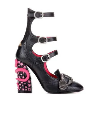 NEW Gucci Queercore Crystal Embellish Brogue Snake Heel Pumps Size 38.5 RARE thumbnail 3
