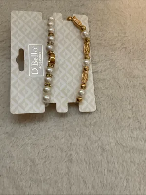Gold & Pearl Beaded Bracelet Set thumbnail 2
