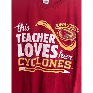 Iowa State Cyclones Teacher T Shirt Gildan Softstyle Red Medium thumbnail 2