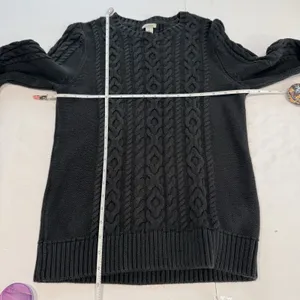 LL Bean Black Double L Mixed Cable Cotton Crew Neck Pullover Sweater Size SMALL thumbnail 7