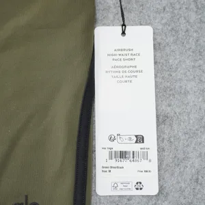 Alo Women's Size Medium Race Pace Shorts Khaki Green NWT High-Waist Airbrush thumbnail 3
