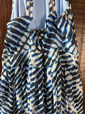 Calvin Klein Blue Printed Halter Fit & Flare Dress NWT 4P thumbnail 6