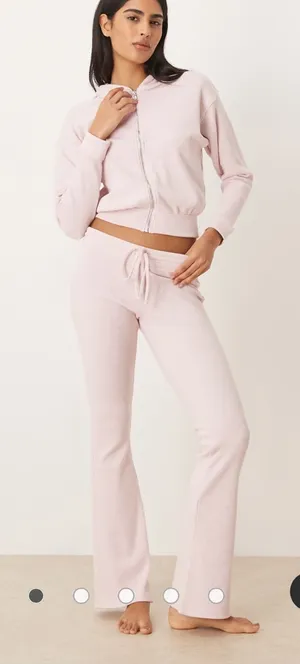 Gilly Hicks Mid Rise Flare Cozy Pink Waffle Lounge Pants Size Medium thumbnail 1