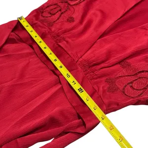 Y2K BCBGMaxAzria Cherry Red Babydoll Sweetheart Tieback Blouse Eyelet Size‎ S thumbnail 10