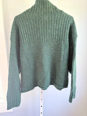 J. Crew Ribbed Turtleneck Donegal Wool Blend Sweater Forest S thumbnail 8