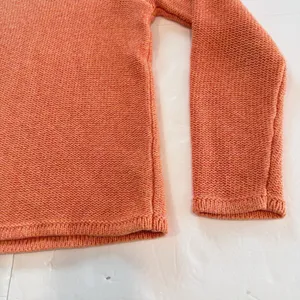 Vintage LL Bean Orange Chunky Knit Cotton Crew Neck Pullover Sweater SMALL thumbnail 5
