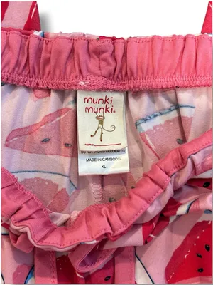 Munki Munki Watermelon Pajama Set XL Pink Short Sleeve Top Crop Pants Stretch thumbnail 7